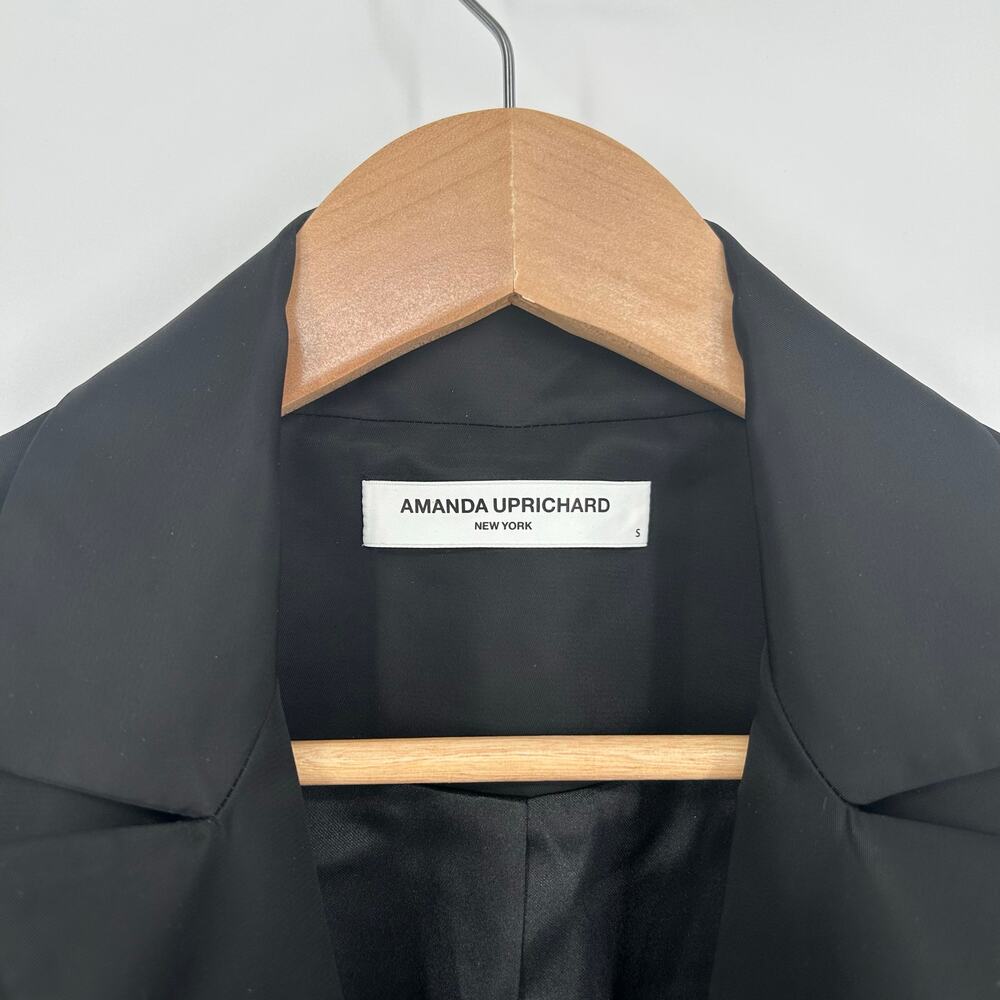 Amanda Uprichard Satin-Look Black Blazer | Size S - Picture 3 of 6